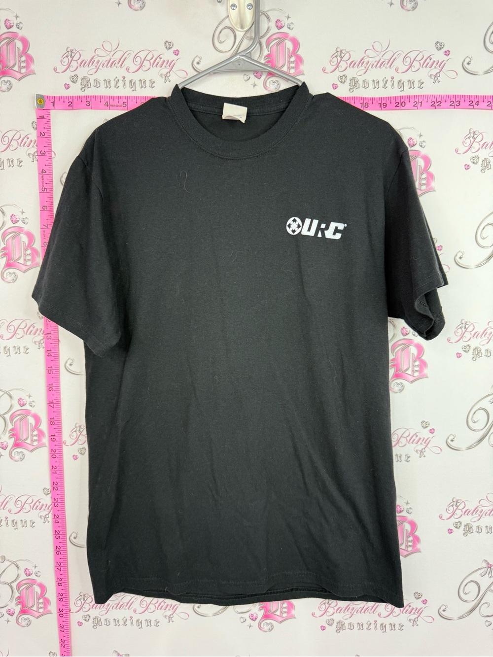 Port and Company Black Tee with Small White URC Logo